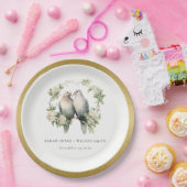 Assiettes En Carton Inséparables romantiques mignons Mariage de couron (Fête)