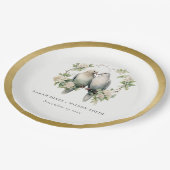 Assiettes En Carton Inséparables romantiques mignons Mariage de couron (Angle)