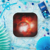 Assiettes En Carton Inspiration Flaming Baseball (Fête)