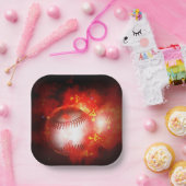 Assiettes En Carton Inspiration Flaming Baseball (Fête)