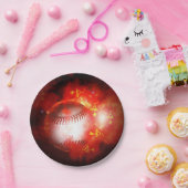 Assiettes En Carton Inspiration Flaming Baseball (Fête)