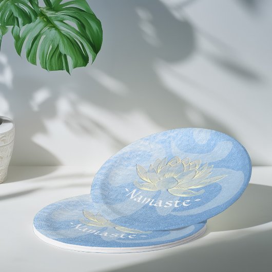 Assiettes En Carton Instructeur de méditation Blue Gold Lotus Yoga Stu