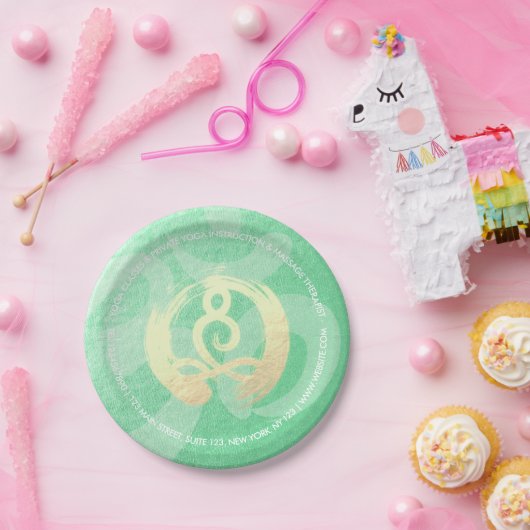 Assiettes En Carton Instructeur de Yoga Méditation d'or vert Pose ZEN (Fête)