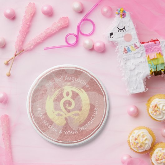 Assiettes En Carton Instructeur de Yoga Rose méditation d'or Pose ZEN (Fête)