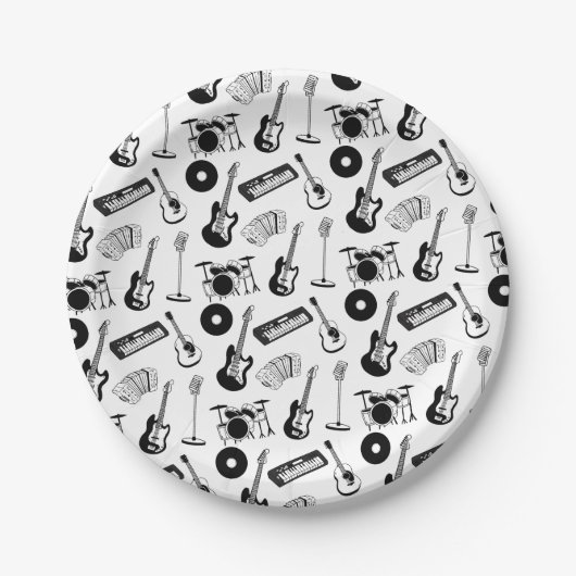 Assiettes En Carton Instruments de musique motif (Devant)