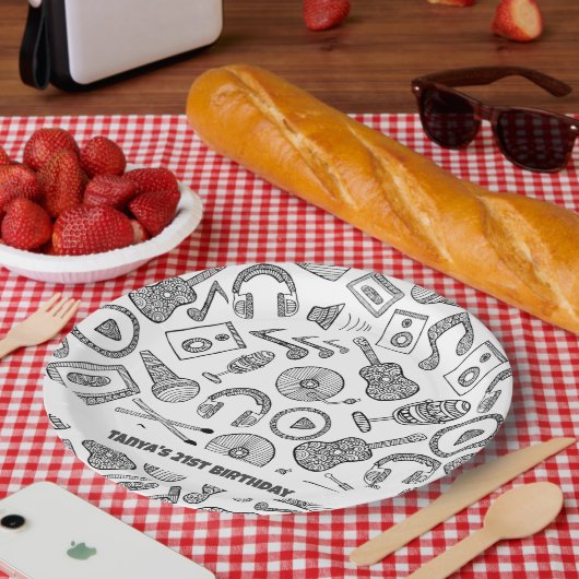 Assiettes En Carton Instruments de musique personnalisés Accessoires d (Pique-nique)