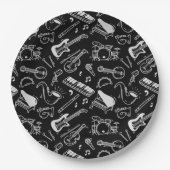 Assiettes En Carton Instruments noirs et blancs (Devant)