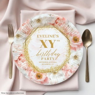 Assiettes En Carton Intemporel Floral Dusty rose Plaques de papier d'a