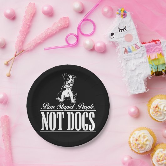 Assiettes En Carton Interdire Les Gens Stupides Et Non Les Chiens Plaq (Fête)