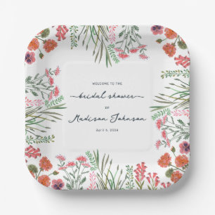 Assiettes En Carton Invitation à la douche nuptiale Fleur sauvage colo