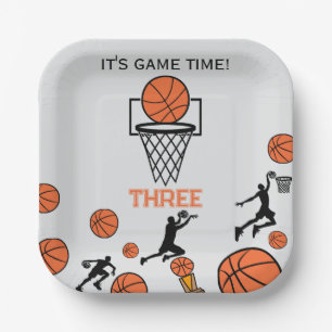Assiettes En Carton Invitation à une fête d'anniversaire de basketball