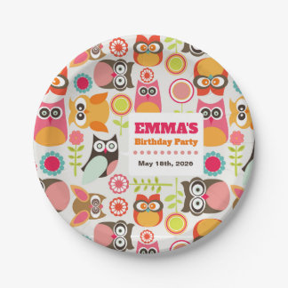 Assiettes En Carton Invitation d'anniversaire de chouette mignonne Hoo