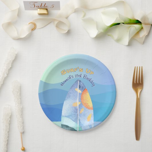 Assiettes En Carton Invitation d'anniversaire du Surf amusant (Mariage)