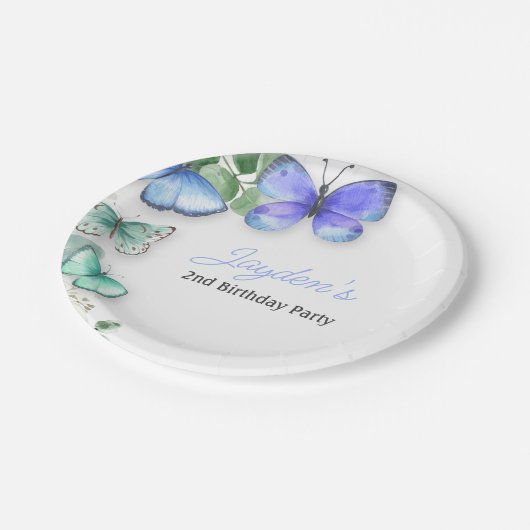 Assiettes En Carton Invitation d'anniversaire papillon, d'anniversaire (Angle)