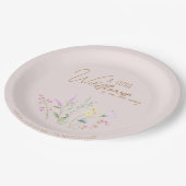 Assiettes En Carton Invitation de Baby shower de fille Fleur sauvage f (Angle)