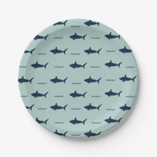 Assiettes En Carton Invitation de fête d'anniversaire de requin