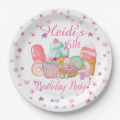 Assiettes En Carton Invitation de fête douce, Anniversaire modifiable (Devant)