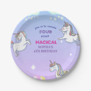 Assiettes En Carton Invitation de la licorne magique