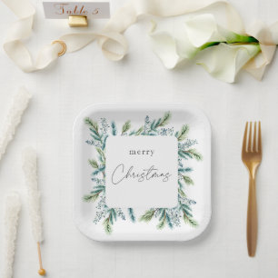 Assiettes En Carton Invitation de Noël Boho Spruce et Fir