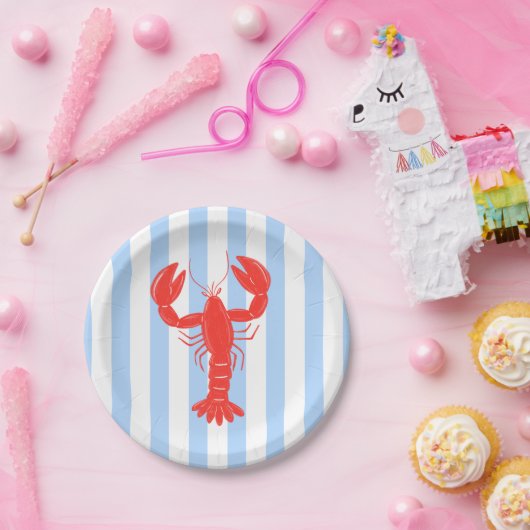 Assiettes En Carton Invitation estivale nautique au homard côtier (Fête)