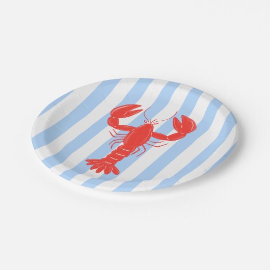 Assiettes En Carton Invitation estivale nautique au homard côtier (Angle)
