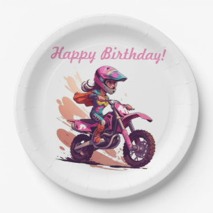 Assiettes En Carton Invitation Motocross féminine personnalisée