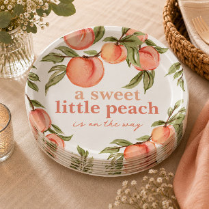 Assiettes En Carton Invitation pour Baby Shower au thème Pêche Sucrée