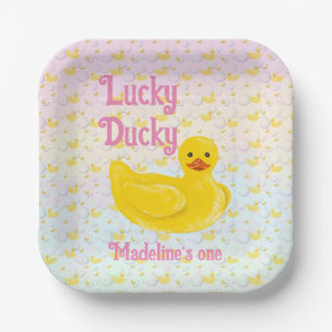 Assiettes En Carton Invitation pour le premier anniversaire de Lucky D