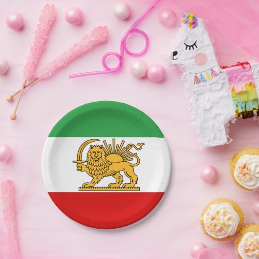 Assiettes En Carton Iran, drapeau perse avec Lion, Shah d'Iran (Fête)
