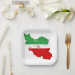 Assiettes En Carton Iran Map with Flag and Emblem<br><div class="desc">Iran Political Map with capital Tehran,  national borders,  most important cities,  rivers and lakes. The Iranian Flag Colors are superposed on the Map Silhouette. Vector Illustration by BluedarkArt TheChameleonArt</div>