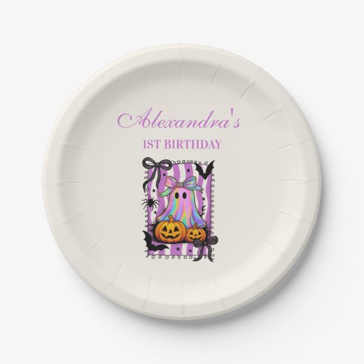 Assiettes En Carton Iridescent Ghost Coquette Bow Spooky One (Devant)
