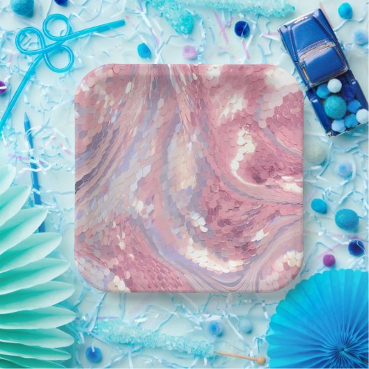 Assiettes En Carton Iridescent Pink and Purple  (Fête)