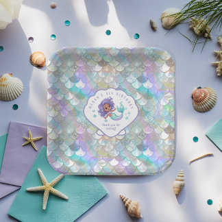 Assiettes En Carton Iridescente Balances de sirène coque de coque V2 I