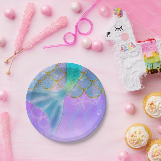 Assiettes En Carton Iridescente Pearl Shimmer Mermaid fête d'anniversa (Fête)