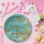 Assiettes En Carton Iridescente Turquoise Parties scintillant or Merma (Fête)