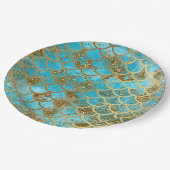 Assiettes En Carton Iridescente Turquoise Parties scintillant or Merma (Angle)