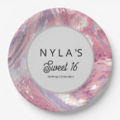 Assiettes En Carton Iridesecent Pink and Purple Sequin (Devant)