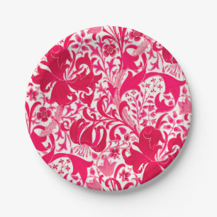 Assiettes En Carton Iris de William Morris et lis, rose de fuchsia