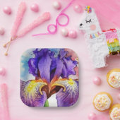 Assiettes En Carton Iris violet en aquarelle (Fête)