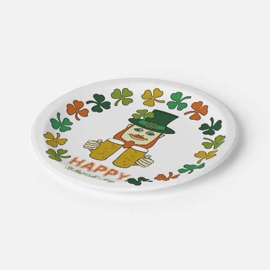 Assiettes En Carton Irish Leprechaun, St Patrick's Day Party (Angle)