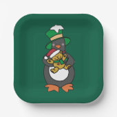 Assiettes En Carton Irish Penguin Holding Christmas Teddy Bear (Recto)