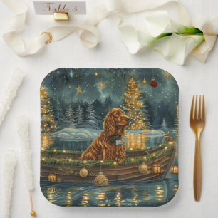 Assiettes En Carton Irish Red Setter Christmas Festive Voyage