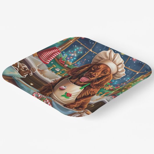 Assiettes En Carton Irish Setter Gâteau de vacances : Noël festif (Angulaire)