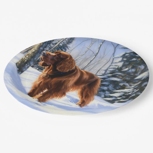 Assiettes En Carton Irish Setter Let It Neige Christmas (Angle)