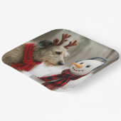 Assiettes En Carton Irish Wolfhound Gazing at a Cute Snowman (Angulaire)