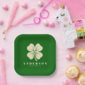Assiettes En Carton Irlandais Lucky Four Leaf Clover avec le nom vert (Fête)