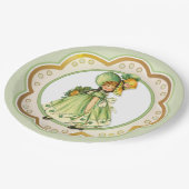 Assiettes En Carton Irlandaise fille de promenade Shamrock (Angle)