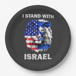 Assiettes En Carton Israël et drapeau USA Lion _ Je suis avec Israël