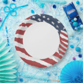 Assiettes En Carton istressed US Flag with White Center (Fête)