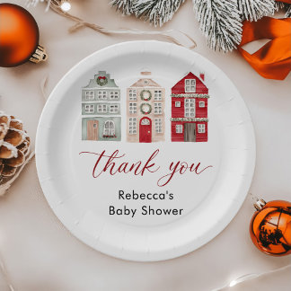 Assiettes En Carton It Takes a Village Winter Christmas Baby Shower
